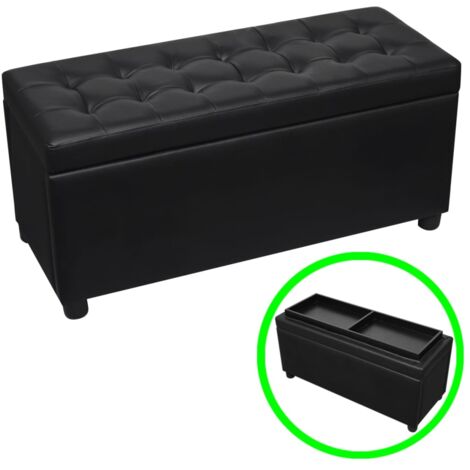 FIMEI Pouf de rangement Cuir synthétique Noir