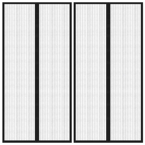 FIMEI Rideaux de porte anti-insectes 2pcs avec aimants Noir 220x100cm