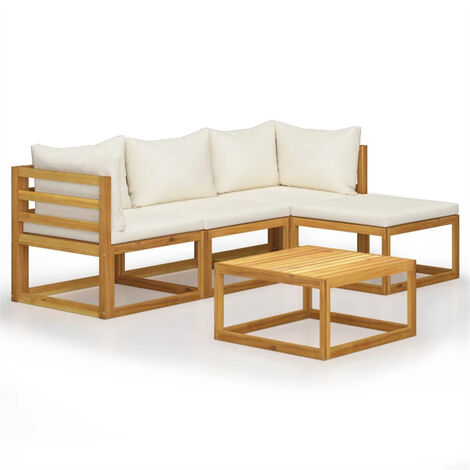 FIMEI Salon de jardin 5 pcs avec coussins Bois d'acacia solide