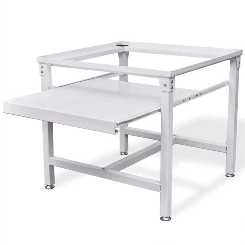 Fimei - Socle pour machine à laver avec étagère coulissante Blanc