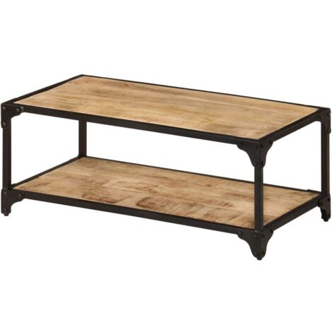 FIMEI Table basse 90x45x35 cm Bois de manguier massif brut