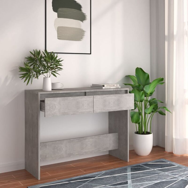 FIMEI Table console Gris béton 100x35x76,5 cm Aggloméré
