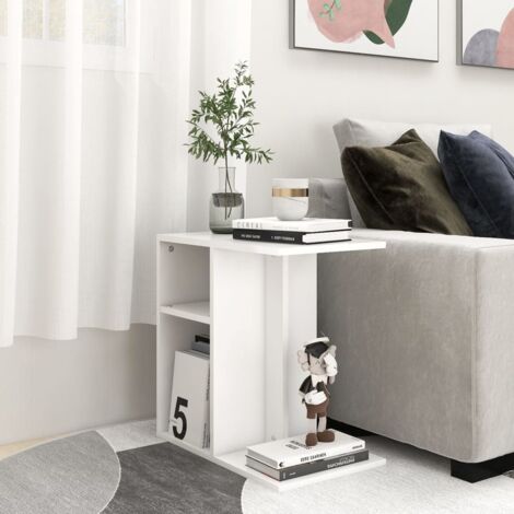 FIMEI Table d'appoint Blanc 50x30x50 cm Aggloméré