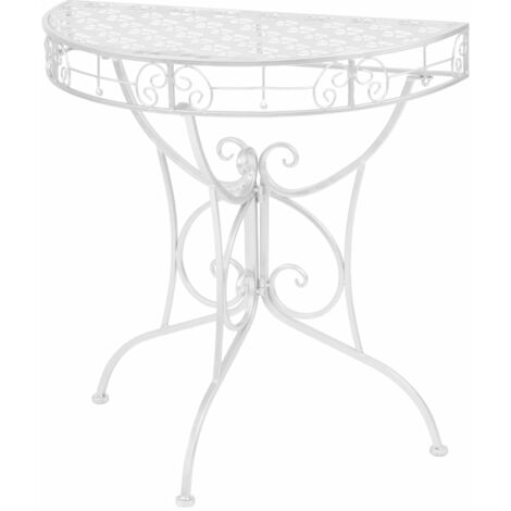 FIMEI Table d'appoint Vintage Demi-ronde Métal 72x36x74 cm Argenté