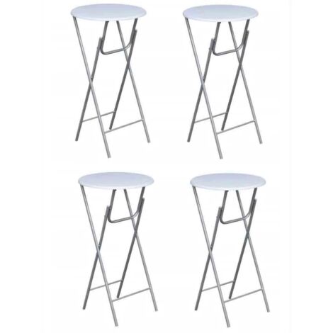FIMEI Table de bar 4 pcs avec dessus de table en MDF Blanc