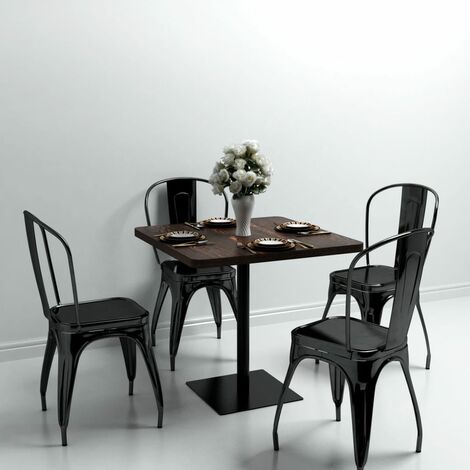 FIMEI Table de bistro MDF et acier Carré 80 x 80 x 75 cm Frêne foncé
