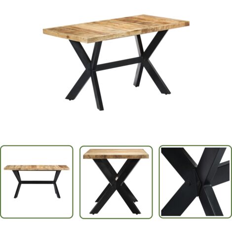 FIMEI Table de salle à manger 140x70x75 cm Bois manguier massif brut