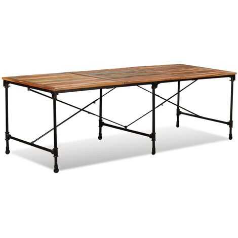 Table salle à manger bois métal pied croisé 240 cm OKA, Tables à manger