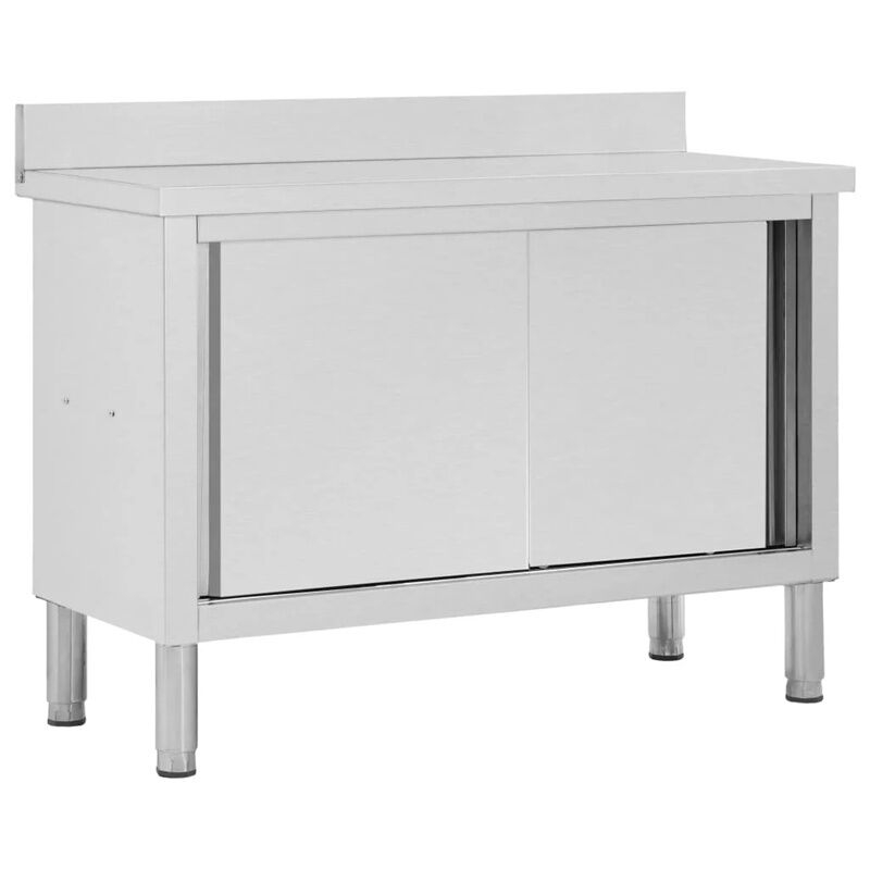 FIMEI Table de travail avec portes coulissantes 120x50x(95-97)cm Inox
