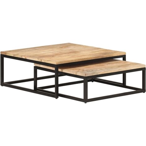 FIMEI Tables gigognes 2 pcs Bois solide de manguier