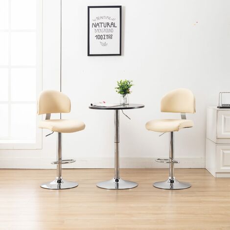 FIMEI Tabourets de bar 2 pcs Crème Similicuir