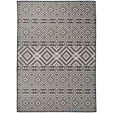 FIMEI Tapis à tissage plat d'extérieur 120x170 cm Rayures noires