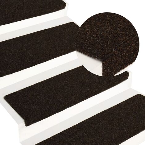 FIMEI Tapis d'escalier 15 pcs Tissu aiguilleté 65x25 cm Marron