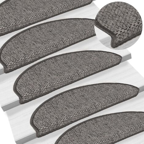 FIMEI Tapis d'escalier autocollants 15 pcs 65x25 cm Anthracite