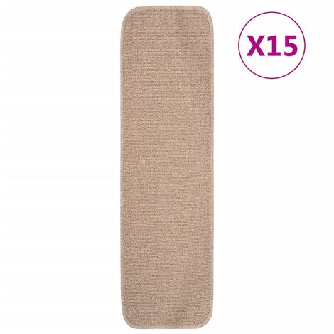 FIMEI Tapis escalier antidérapants 15 pcs 75x20cm Beige Rectangulaire