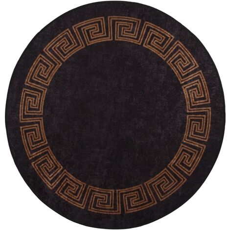 FIMEI Tapis lavable antidérapant φ120 cm Noir et doré
