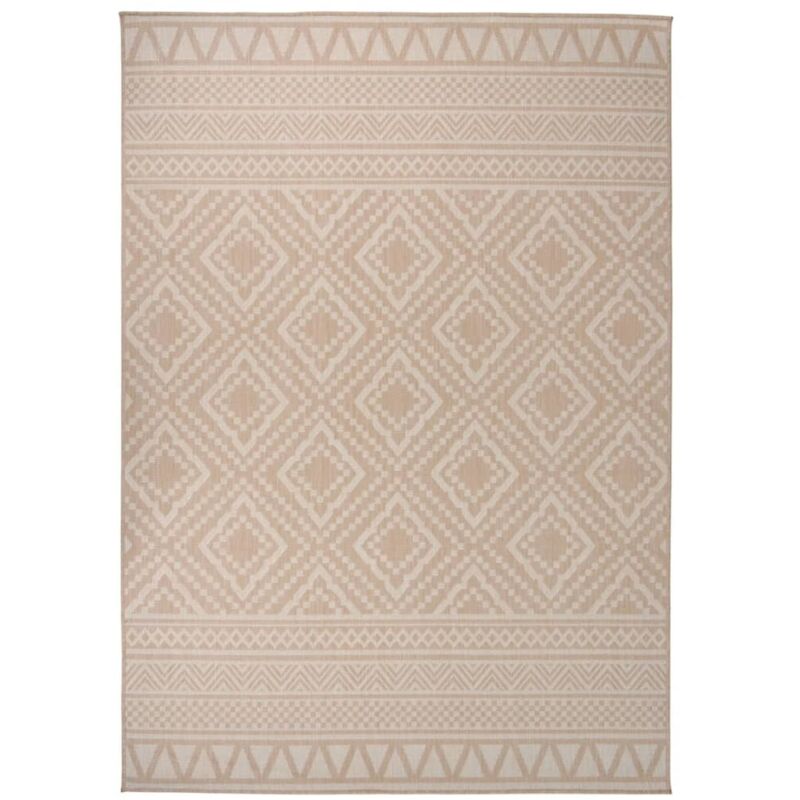 Fimei - Tapis à tissage plat d'extérieur 140x200 cm Rayures brunes