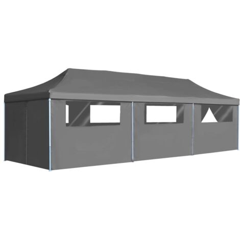 FIMEI Tente de réception pliable avec 8 parois 3 x 9 m Anthracite