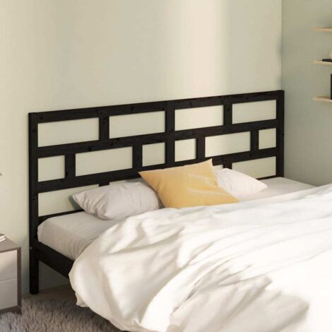 FIMEI Tête de lit Noir 206x4x100 cm Bois massif de pin