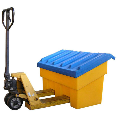 Fimm - Bac à sel, sable et absorbant 300 L en PEHD jaune à couvercle bleu