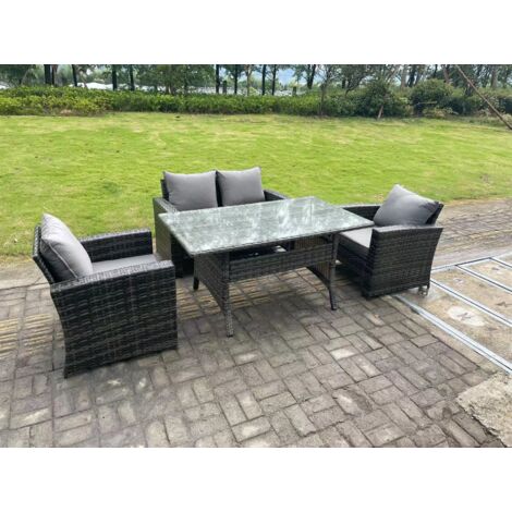 Fimous 4 places Salon de Jardin Exterieur en resine Canapé de Jardin avec Fauteuils