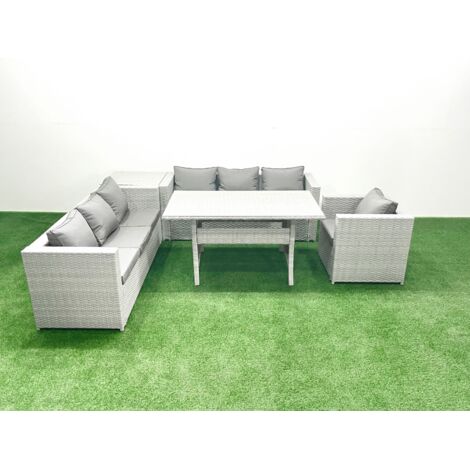 Fimous 5 Pièces Ensemble de canapés de jardin en rotin avec coussin avec Fauteuil Table à manger Table d'appoint