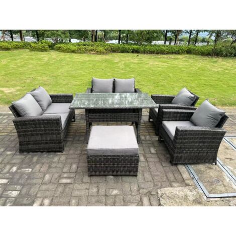 Fimous 7 places Salon de Jardin Exterieur en resine Canapé de Jardin avec canapé deux places Fauteuil
