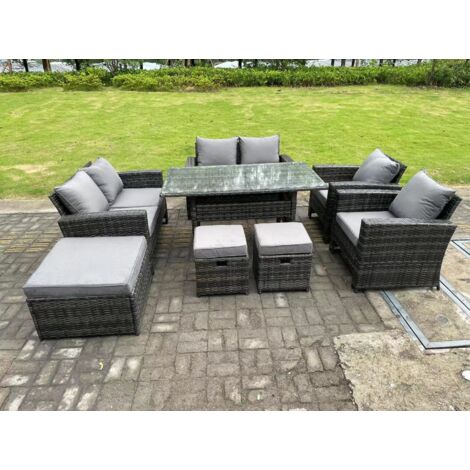 Fimous 9 places Salon de Jardin Exterieur en resine Canapé de Jardin avec Fauteuil canapé deux places
