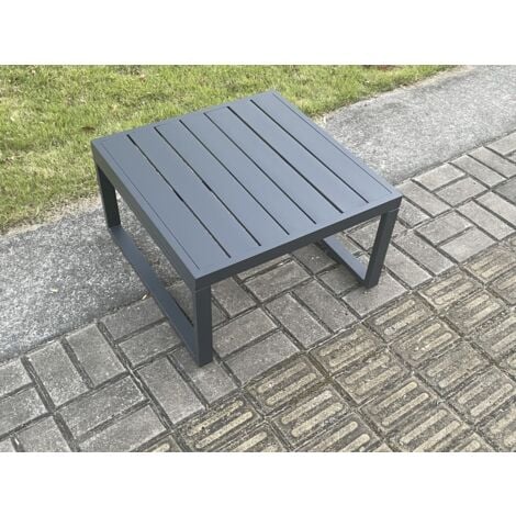 Fimous Aluminium Outdoor Garden Square Coffee Table Patio Tea Table for Balcony, Terrace,Swimming Pool Dark Grey