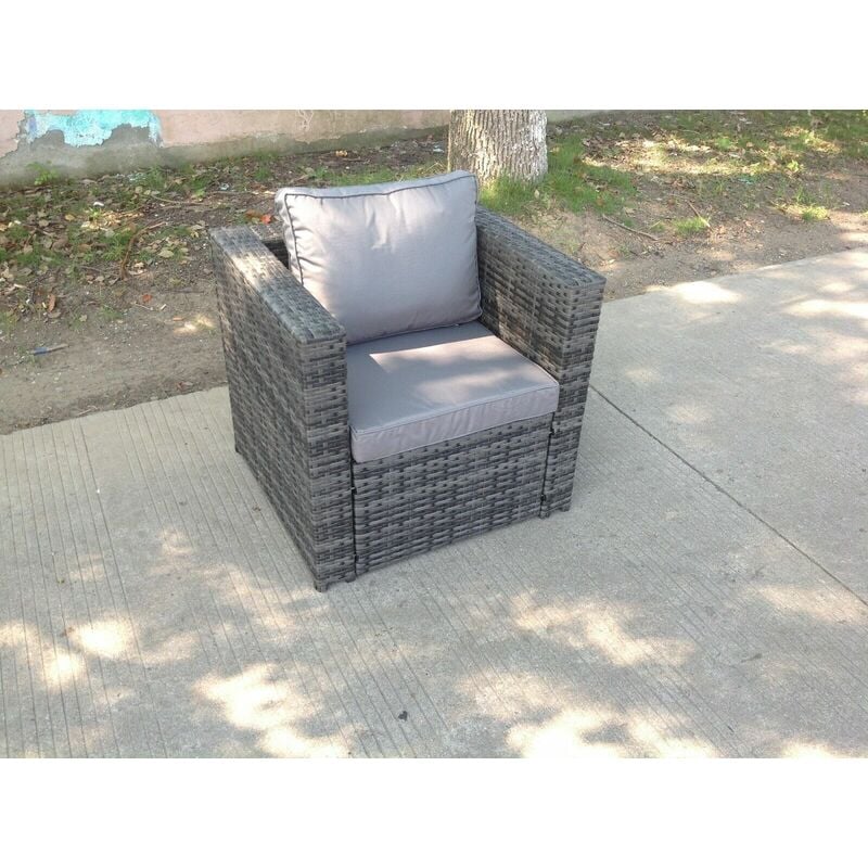 Chaise de patio en rotin rembourré Mobilier de jardin d'extérieur - Fimous