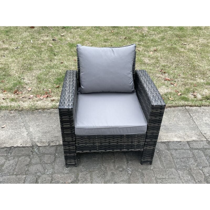 Dossier haut Ensemble de meubles de jardin en rotin im Freien Einzelsofa Fauteuil Terrassenmöbel ave Coussin - Fimous