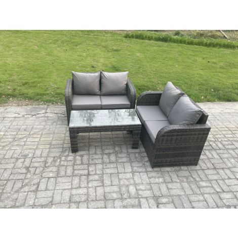 Fimous Ensemble de meubles de jardin en polyrotin avec Table basse rectangulaire
