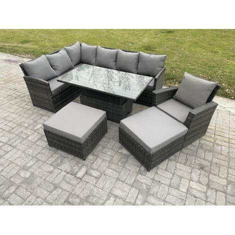 Fimous Ensemble de mobilier de jardin d'extérieur avec 2 Grands Tabourets Fauteuils Gris foncé mélangé