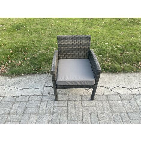Fimous High Back Rattan Outdoor Garden Furniture Arm Chair Patio With Thick Seat Cushion