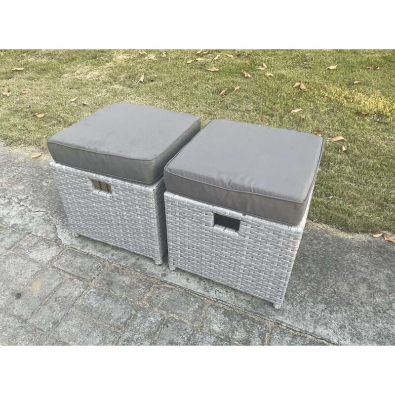 Mobilier de jardin extérieur 2 Pcs Petit Tabourets Gris Clair Repose-Pied - Fimous