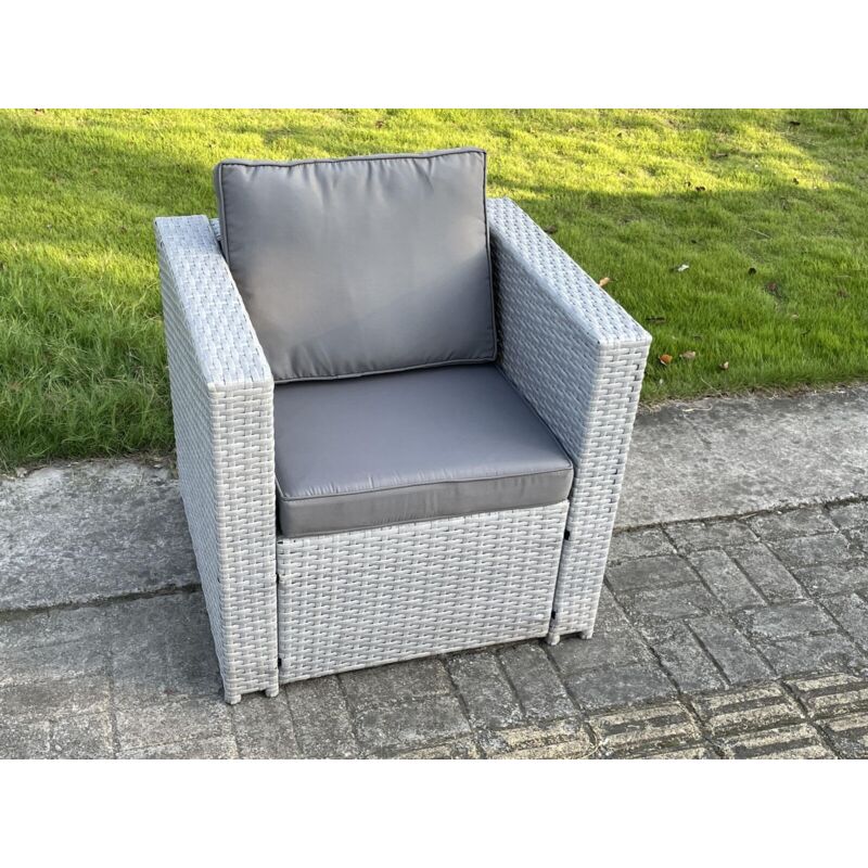 Mobilier de jardin extérieur Fauteuil pe Rotin Canapé Gris Clair - Fimous