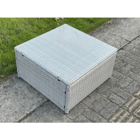 Fimous Mobilier de jardin extérieur Table basse Carrée Gris Clair PE Rotin Table à thé