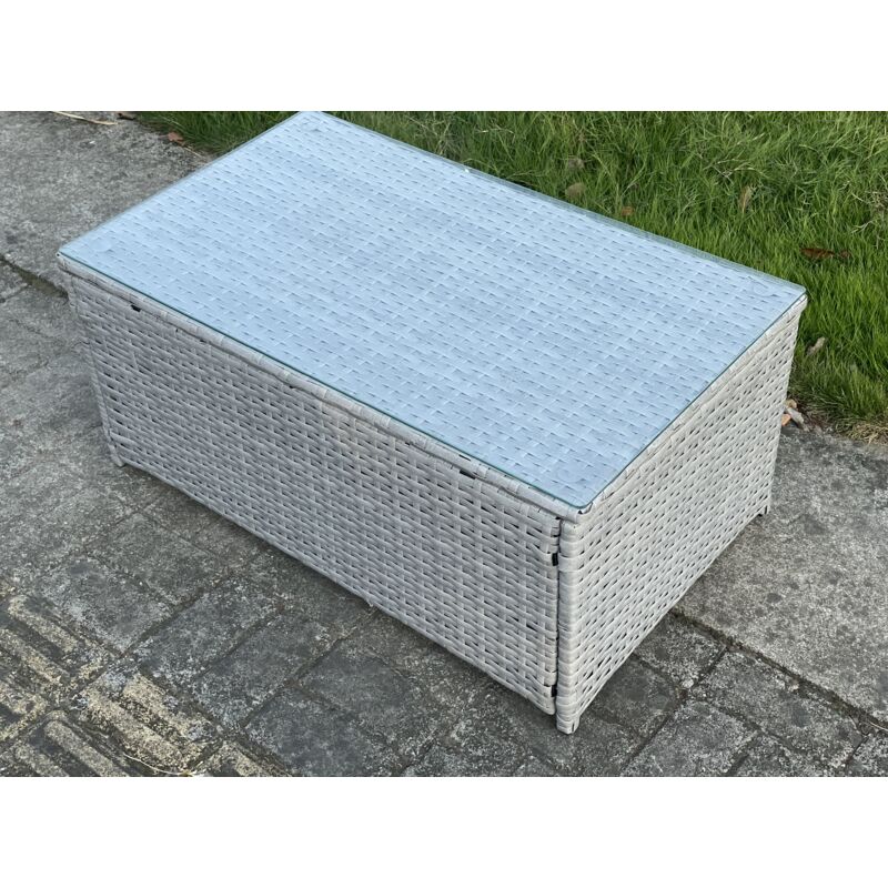 Mobilier de jardin extérieur Table basse Rectangulaire Gris Clair pe Rotin Table à thé - Fimous