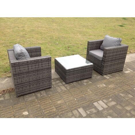 Fimous Rattan Meubles De Jardin Carré Table Basse Set