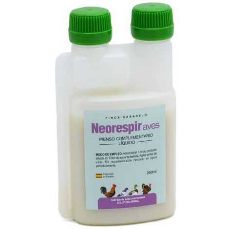 FINCA CASAREJO Neorespir 250 ML – Complemento vitamínico líquido con Menta, eucalipto y equinácea para Aves – Apoyo nutricional en épocas de sensibilidad respiratoria