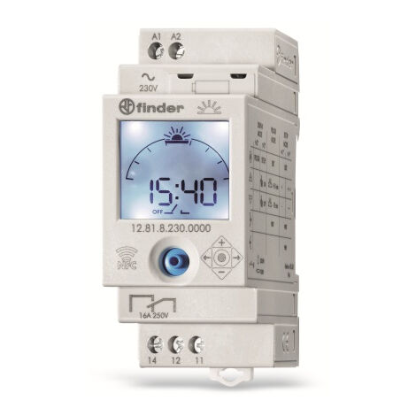 Finder 12.81.8.230.0000 Zeitschaltuhr für Hutschiene  230 V/AC Astronomisch