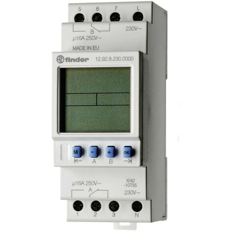 Finder 12.92.8.230.0000 Zeitschaltuhr für Hutschiene  230 V/AC Tagesprogramm
