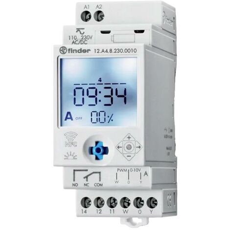 Finder 12.A4.8.230.0010 Interrupteur horaire pour rail 230 V/DC, 230 V/AC programme hebdomadaire C894352