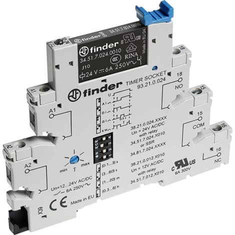 Finder 38.21.0.012.0060 38.21.0.012.0060 Relais temporisé 12 V DC/AC 1 pc(s) Plage temporelle: 0.1 - 21600 s 1 inverseur (RT) Y525783