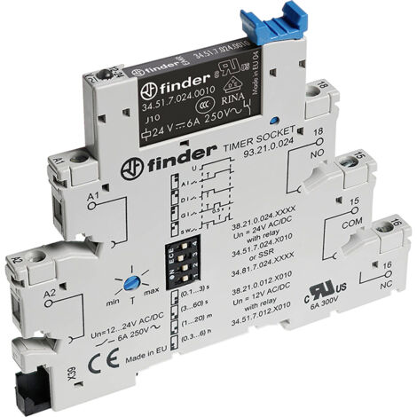 Finder 38.21.0.024.0060 38.21.0.024.0060 Zeitrelais  24 V DC/AC 1 St. Zeitbereich: 0.1 - 21600 s 1 W