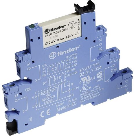 Finder 38.61.7.012.5050 Module relais Tension nominale: 12 V/DC Courant de commutation (max.): 6 A 1 inverseur (RT) 1 pc(s) S72151