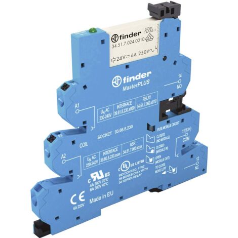 Finder 39.61.0.240.0060 Relè di accoppiamento 240 V/DC, 240 V/AC 6 A 1 scambio 1 pz.