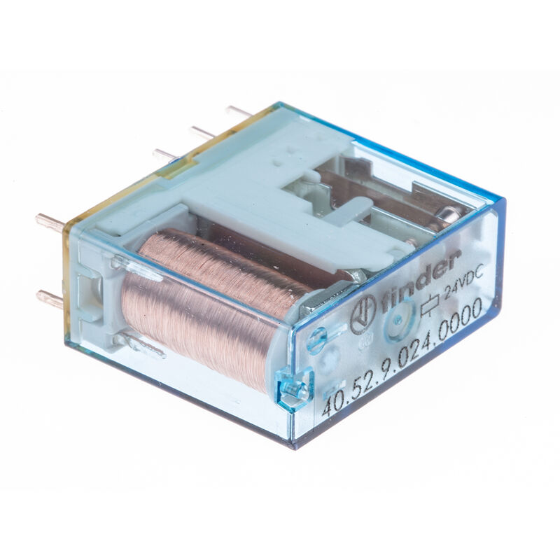 40.52.9.024.0000 Relais pour circuits imprimés 24 v/dc 8 a 2 inverseurs (rt) 1 pc(s) S75665 - Finder