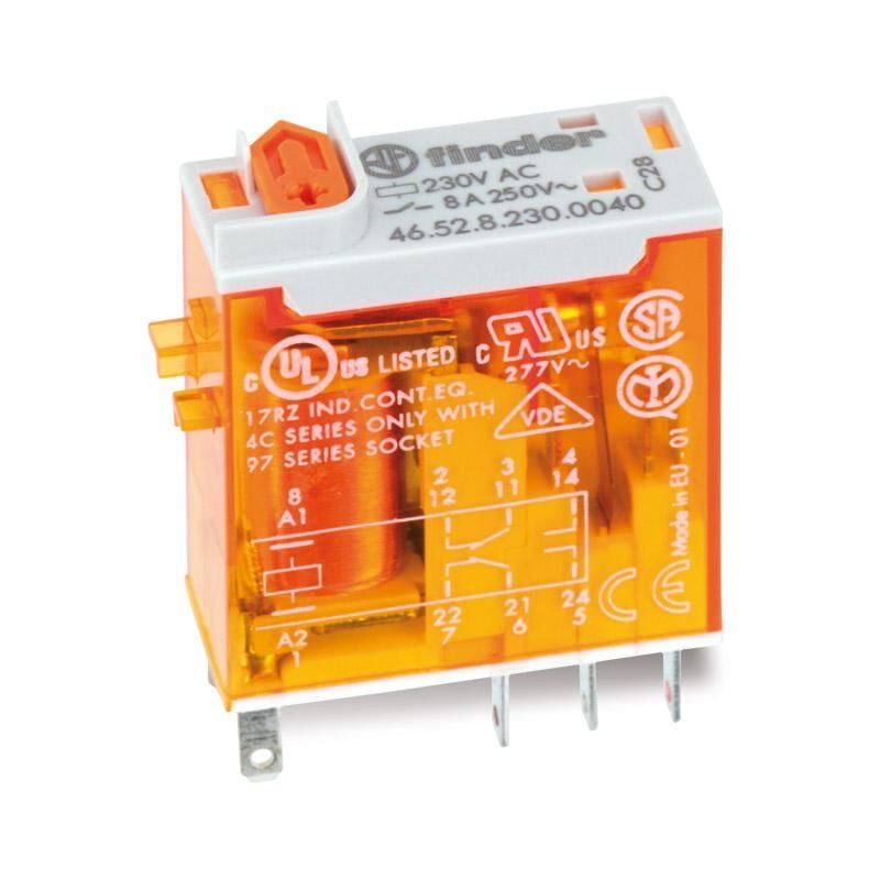 Finder - 45.52 rele 230VAC 2Ctos 15Amp