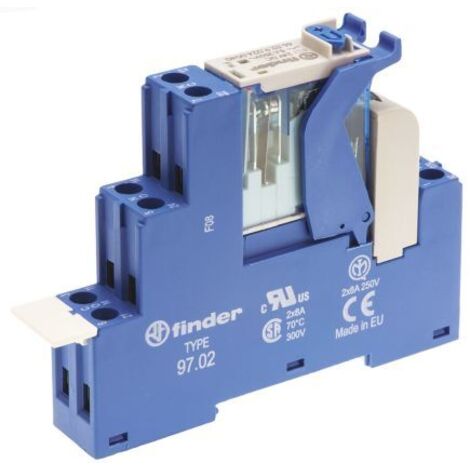 Finder 4C.02.9.024.0050 Module relais Tension nominale: 24 V/DC Courant de commutation (max.): 8 A 2 inverseurs (RT) 1 pc(s) S72908